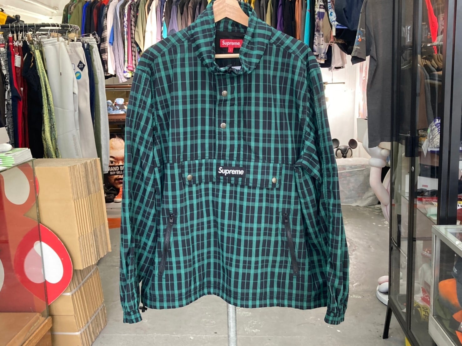 supreme Nylon Plaid Pullover 美品