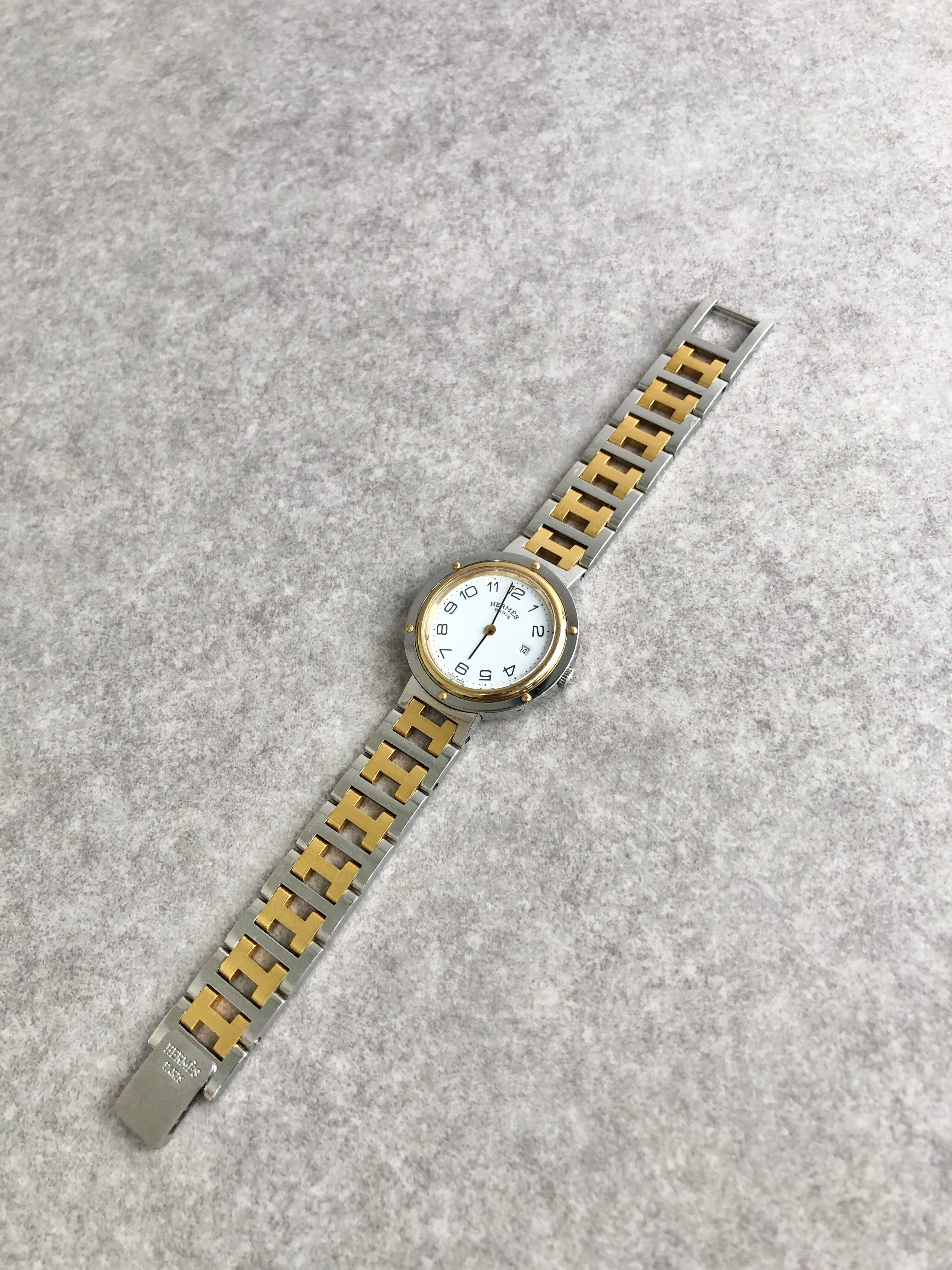 HERMES エルメス クリッパー 腕時計 ゴールド×シルバー ステンレス