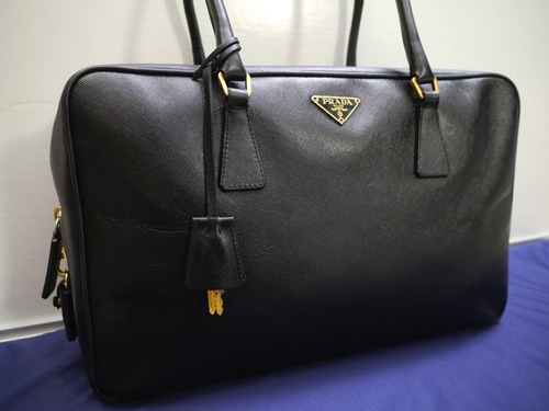 26万◆PRADA プラダ サフィアーノ A4対応 ビジネス可 オールレザー トート バッグ 書類 ブリーフケース 黒◆ サフィアーノのビジネスモデル