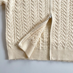 Double zip cable knit cardigan (ivory)