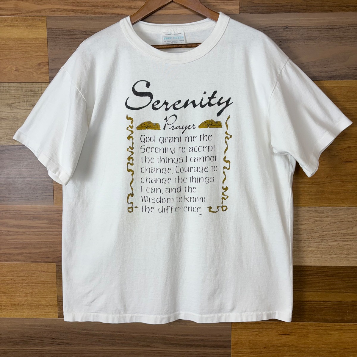 90s FREE STYLE Serentiy Prayer ニーバーの祈り メッセージ T-sh T 