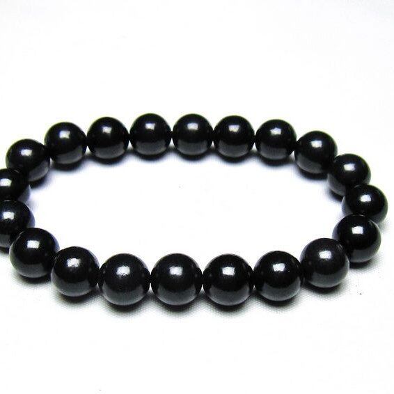 シュンガイト ブレスレット 10mm 一点物 メール便可 111-49709