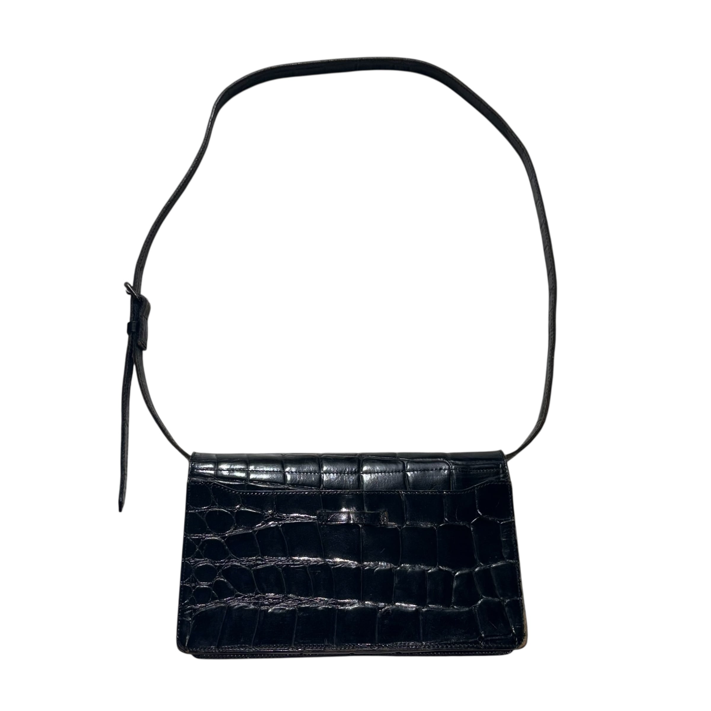 Jean Paul GAULTIER crocodile embossed leather shoulder bag | NOIR