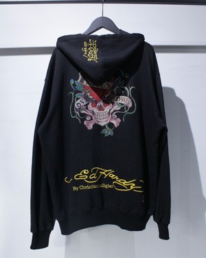 【Caka BLACK】 “Ed Hardy” Skull × Heart Graphic Zip Up Hoodie
