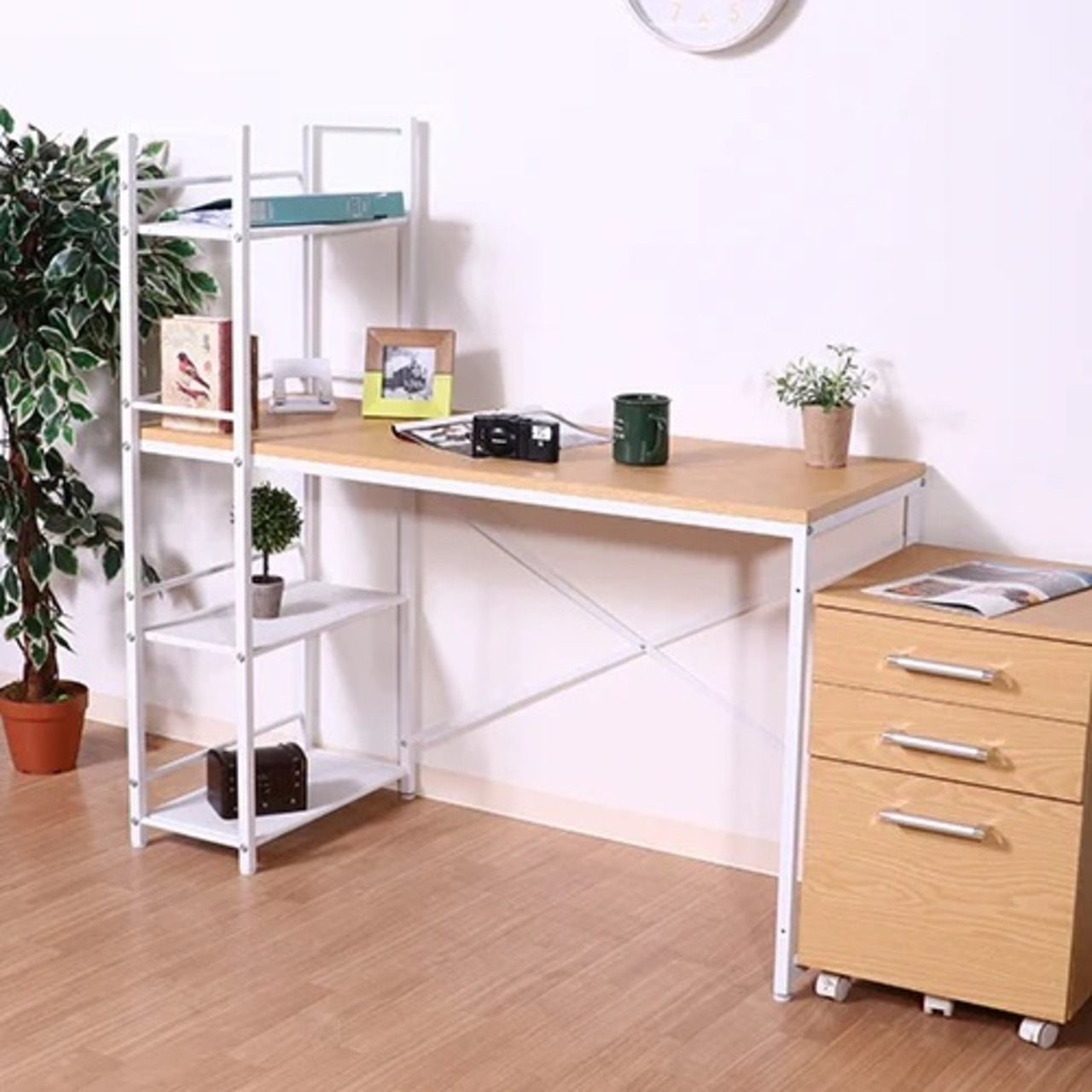 ラック付きデスク ルール 奥行49cm メープル | House Select