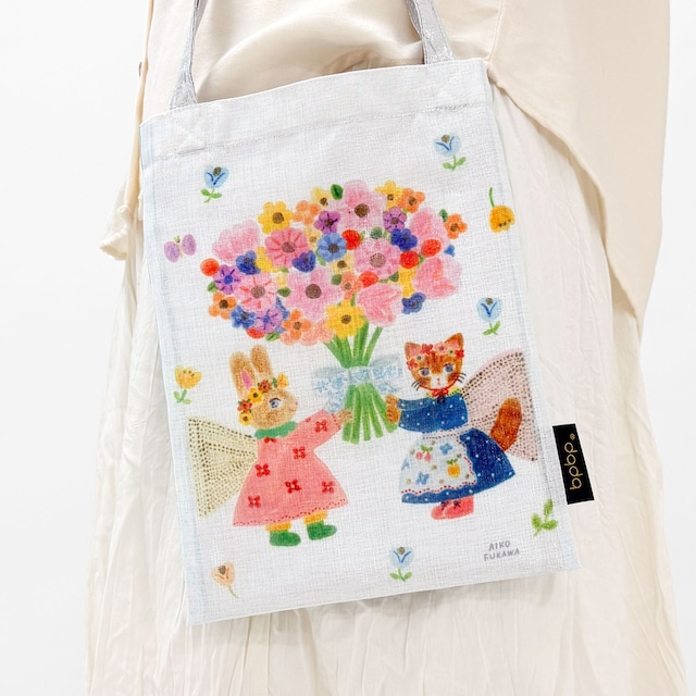 【Aiko Fukawa】BOIL LAYERED MINI TOTE BAG ボイル生地 レイヤード ミニトートバッグ -BOUQUET- RABBIT & CAT
