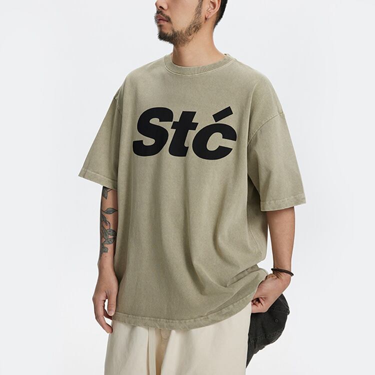 ★THICK PRINTED WASHED HALF SLEEVE T-SHIRT　　　A0470