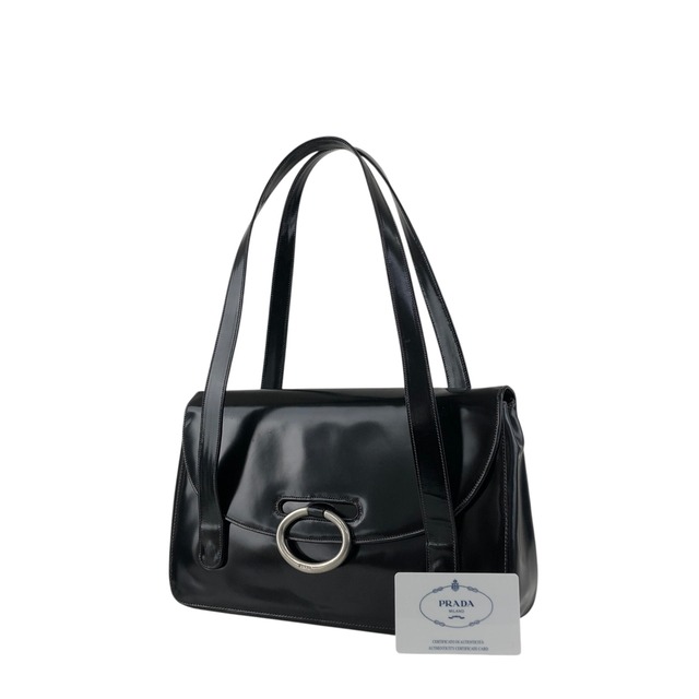 PRADA プラダ ハンドバッグ ブラック エナメル トートバッグ vintage ヴィンテージ オールド 5yawfv
