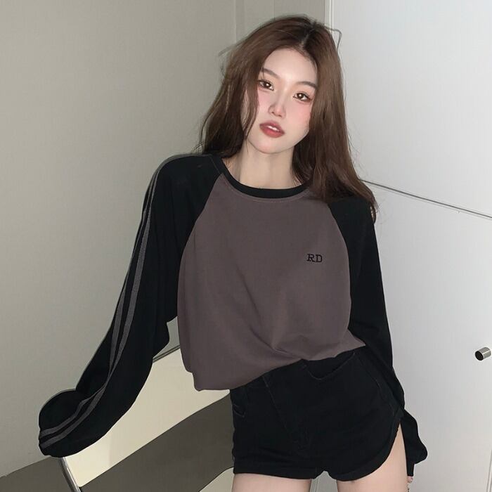 ルーズカラーラウンドネックカジュアルプルオーバー セーター ロング Oネック ステッチ ドラファッションホール73548222783