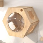 壁掛け猫クライミングフレーム オール無垢材ジャンプ台 猫スクラッチボード 壁ジャンプ台 猫家 六角形スタイリッシュ