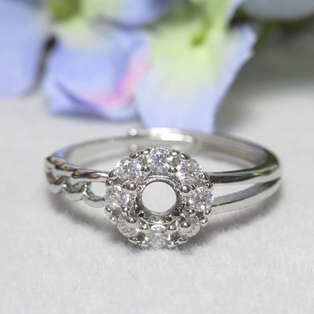 銅 4㎜ CZフレーム ワンサイドチェーン リング台 SV