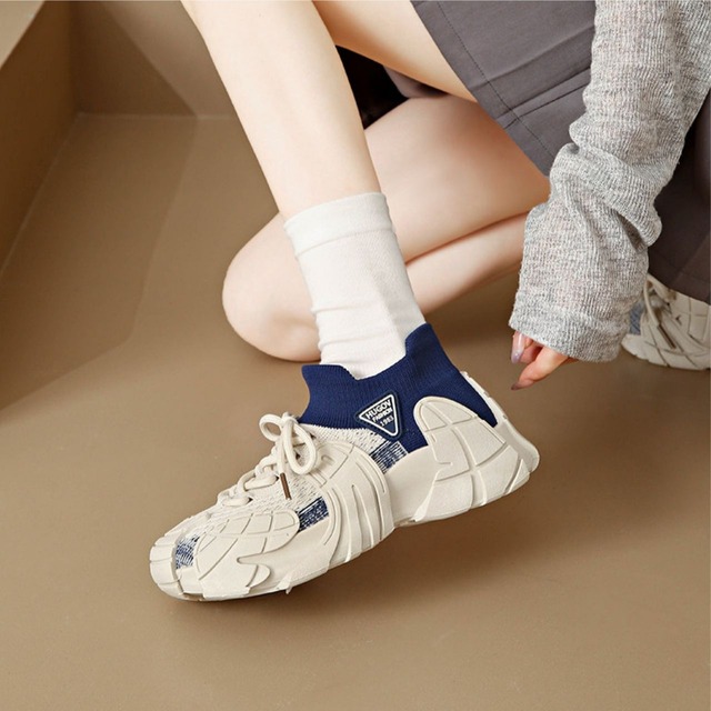 ソックレイヤードデザインスニーカー 3col   R01560