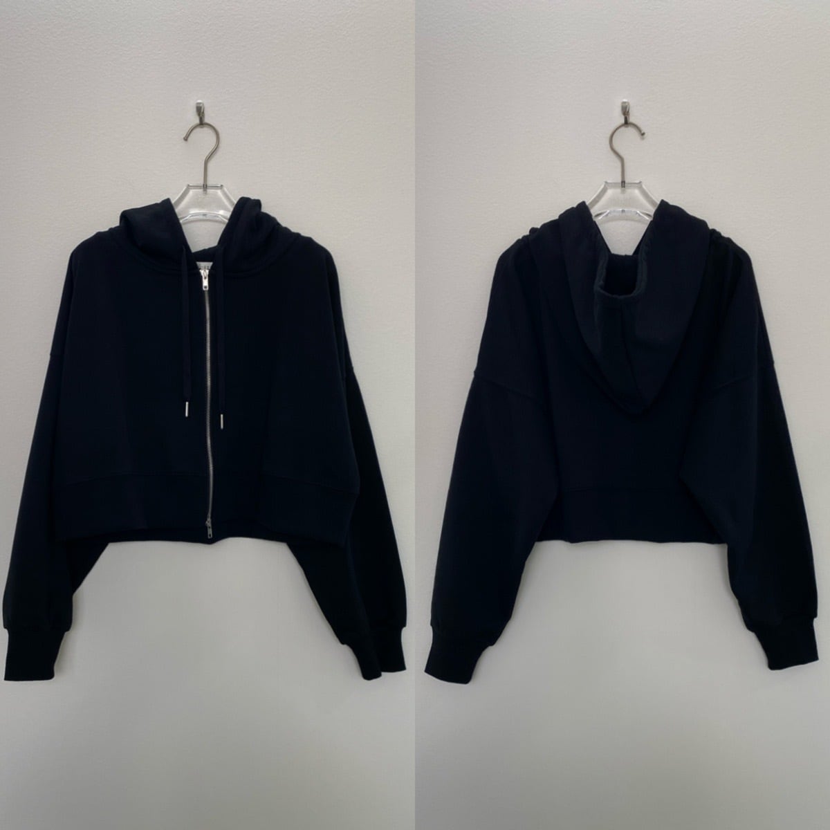 裏毛ダブルジップクロップドPK/ブラック | CFT.