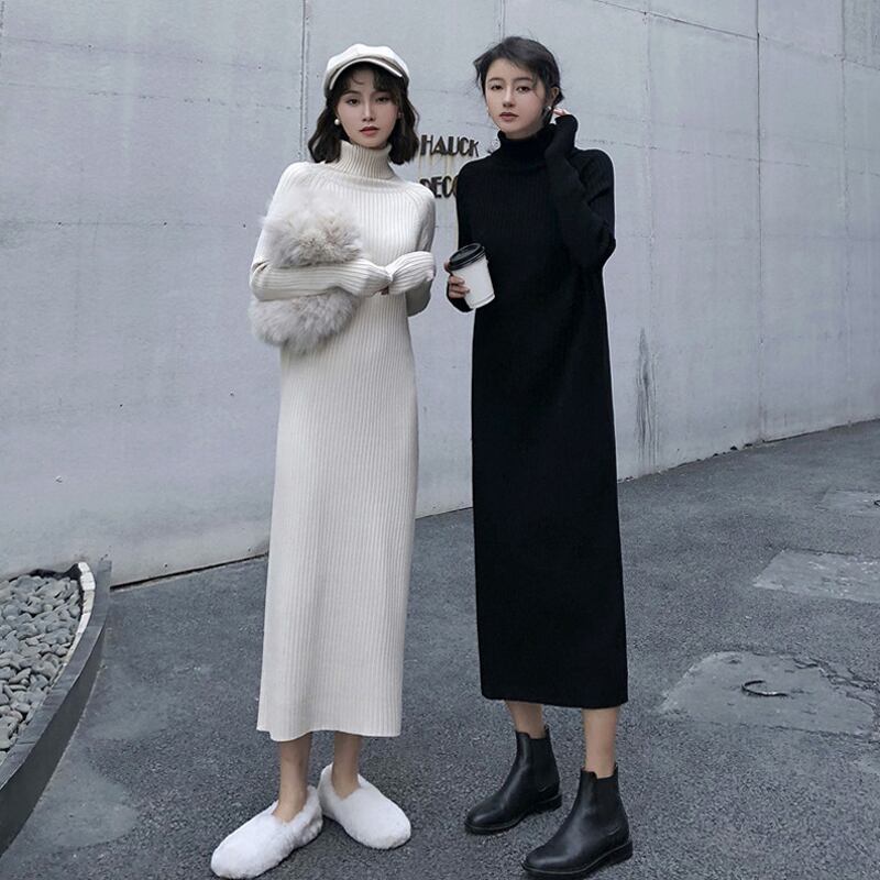 ニットドレス レディースオータムウィンターソリッド カラースリムスカート 秋物 冬物 ソリッドカラー YY-ファッション36304173013