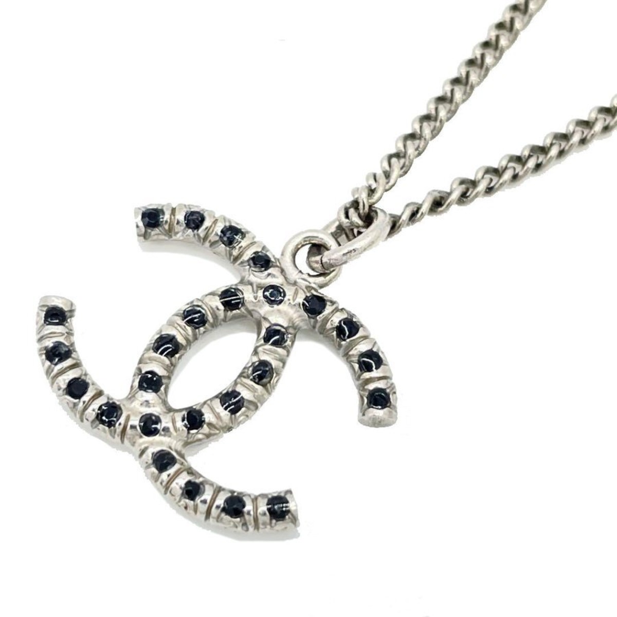 CHANEL シャネル ネックレス ココマーク ラインストーン シルバー 