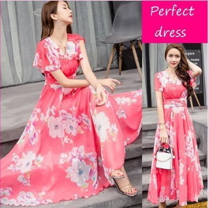 ★送料無料★9号（M)☆花柄シフォンロングドレス(OPN1038)