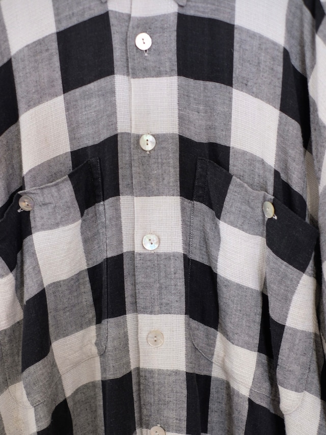 cotton linen plaid s/s shirt