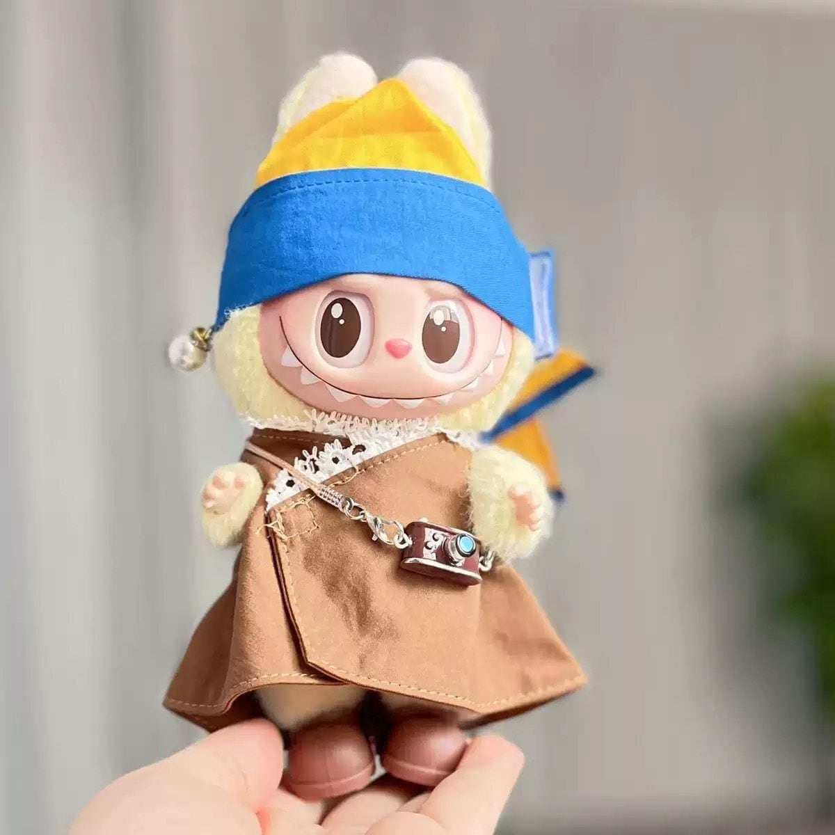 Labubu ラブブ × アートコレクション 真珠の耳飾りの少女 プレミアムコスプレセット 17cmドール用 ターバン&ドレス&カメラ&ブーツ 全点セット 芸術的にかわいい