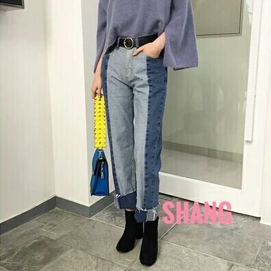 バイカラーデニムパンツ | SHANG