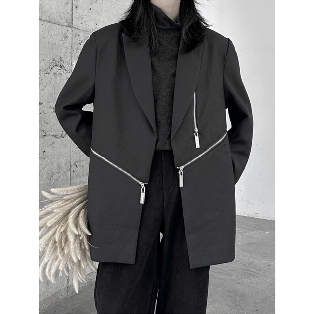 Mid-length zippered suit jacket C0446