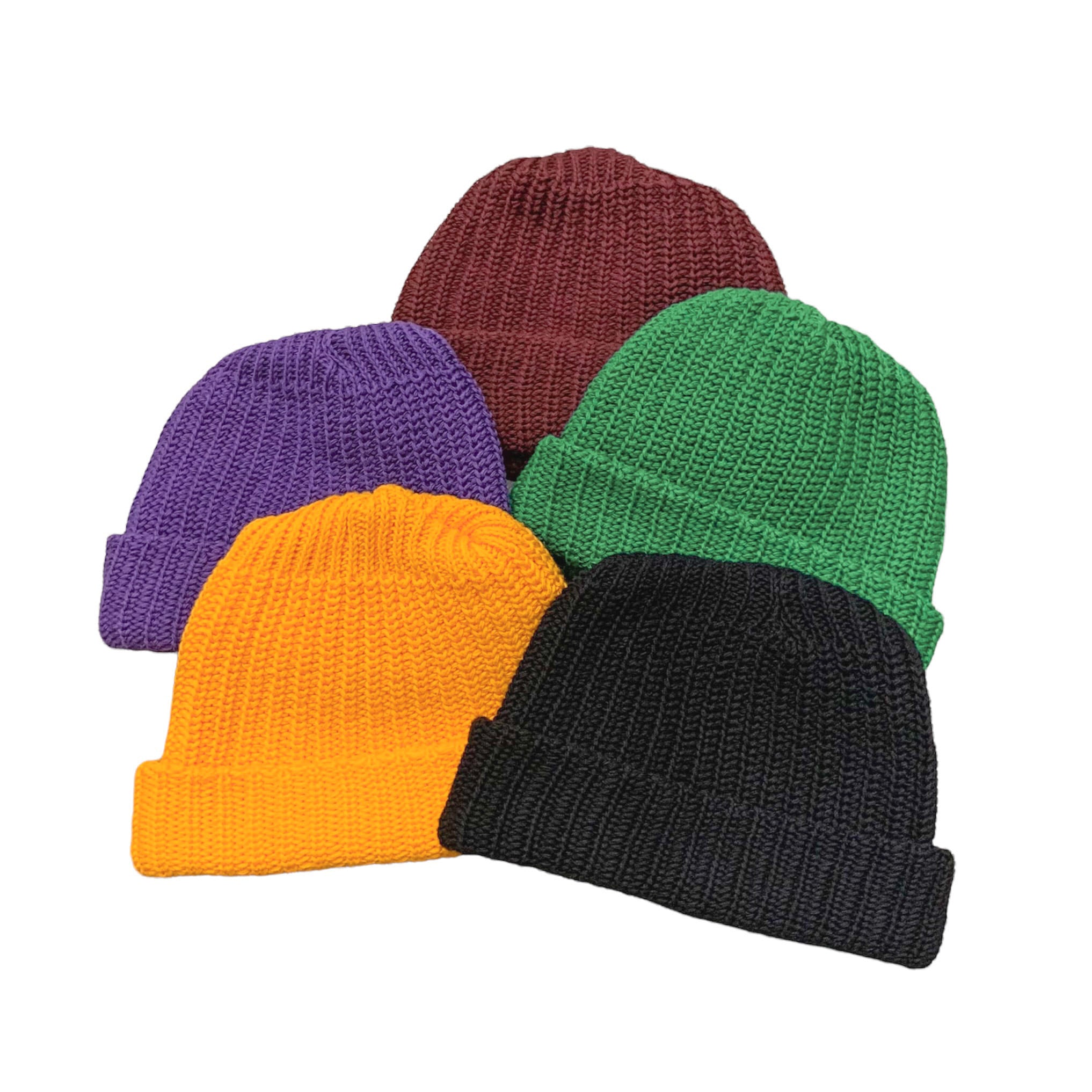 COLUMBIA KNIT / Cotton Short Watch Cap Beanie USA製 Black Kelly Gold Grape  Burgundy（コロンビアニット ビーニー ワッチキャップ ニットキャップ ニット帽 ショートタイプ)