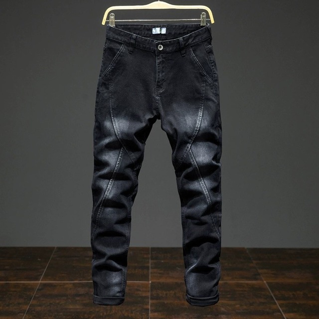 Vintage wash stretch tapered denim