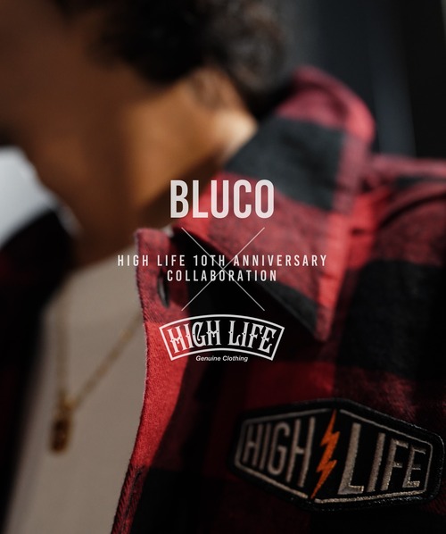 【BLUCO × HIGH LIFE】BUFFALO CHECK FLANNEL SHIRT【RED】
