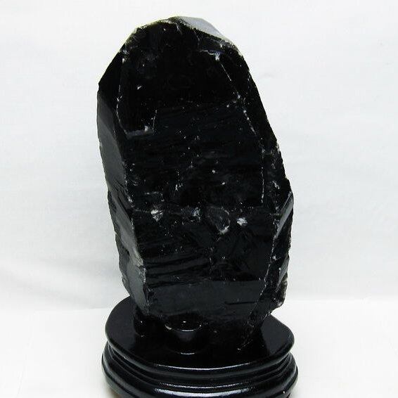 3.6Kg 黒水晶 モリオン 原石 山東省産 台座付属 一点物 191-518