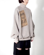 i’m here - Train Ticket Jacquard Turtle Knit :Beige|1968トレインチケット/ジャカード/アシンメトリー
