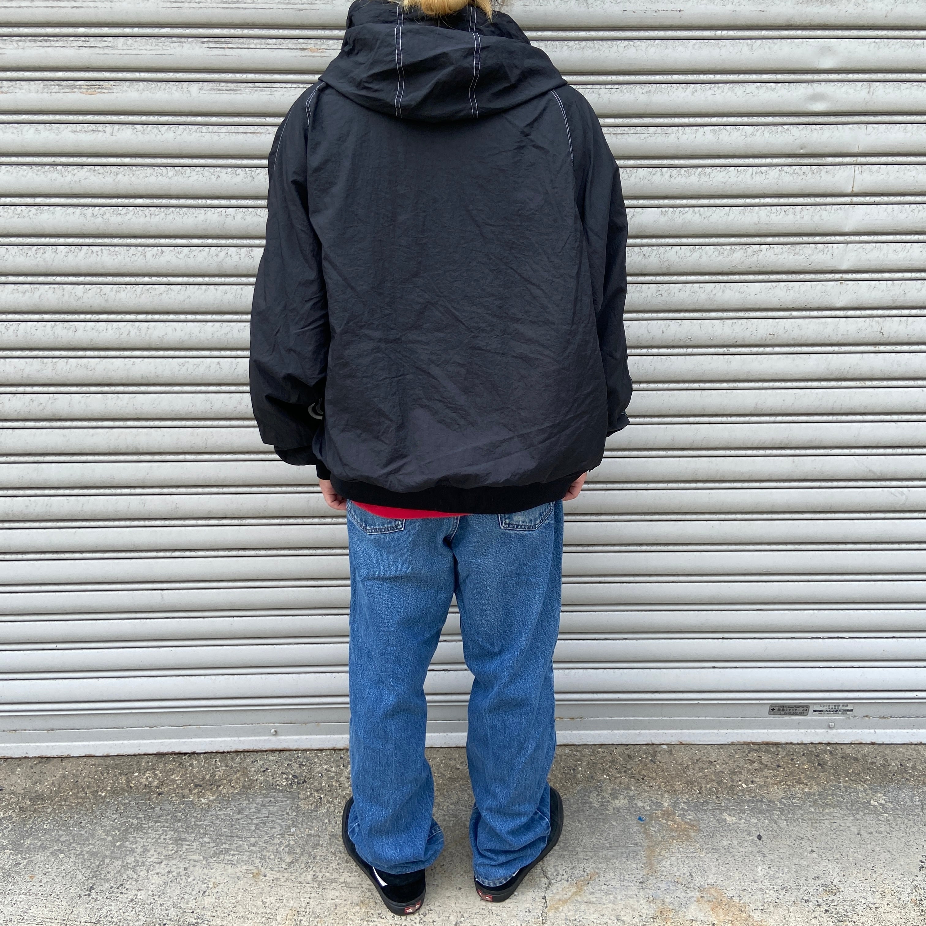 90s NIKE ナイキ 白タグ ナイロンフード付きジャケット 黒 XL | 古着屋 Uan 