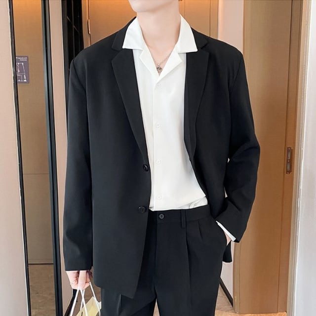 予約販売】メンズ セットアップ スーツ シングル ウエストゴム 無地