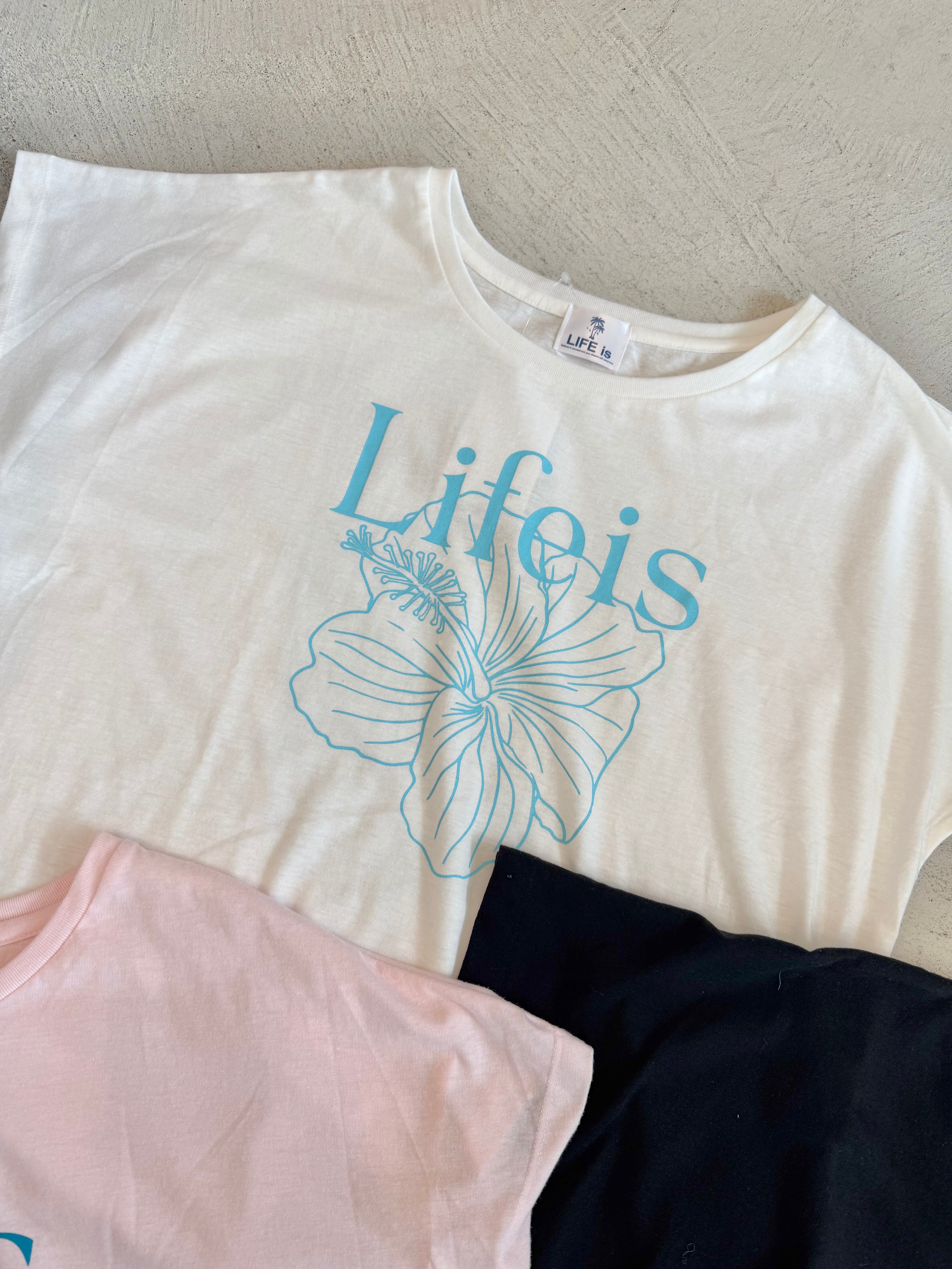 LIFE isオリジナル ハイビスカス ドルマンTシャツ ¥5,990×tax