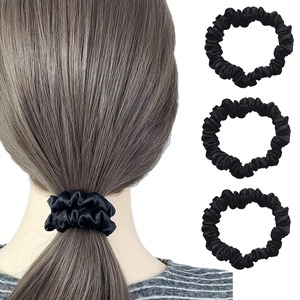 【努力特価】YINKE ヘアゴム シュシュ シルク 髪ゴム 跡がつかないヘアゴム 髪留め 髪ゴム ヘアリング 髪束ね おしゃれ 大人 簡約 高弾性 シンプル 3個セット (ブラック)