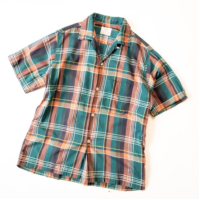 1960’s towncraft check open collar shirt