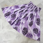 フラダンス 衣装 パウスカート パープル系 OK Hula Factory シングル フラ ダンス モンステラ柄 ティアレ柄 花柄 華やか ハワイアン アロハ スカート ハワイアンプリント 紫 ホワイト系 ブラック系