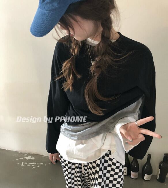 秋冬新作 レディース ロングTシャツ ベーシック ブラウス 無地 インナー