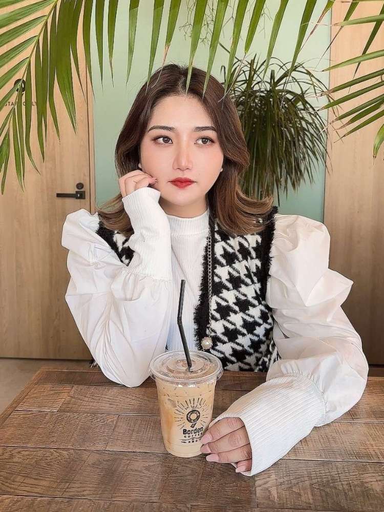 華やかさとこなれ感が魅力 シャギーニット千鳥格子ジレ ベスト