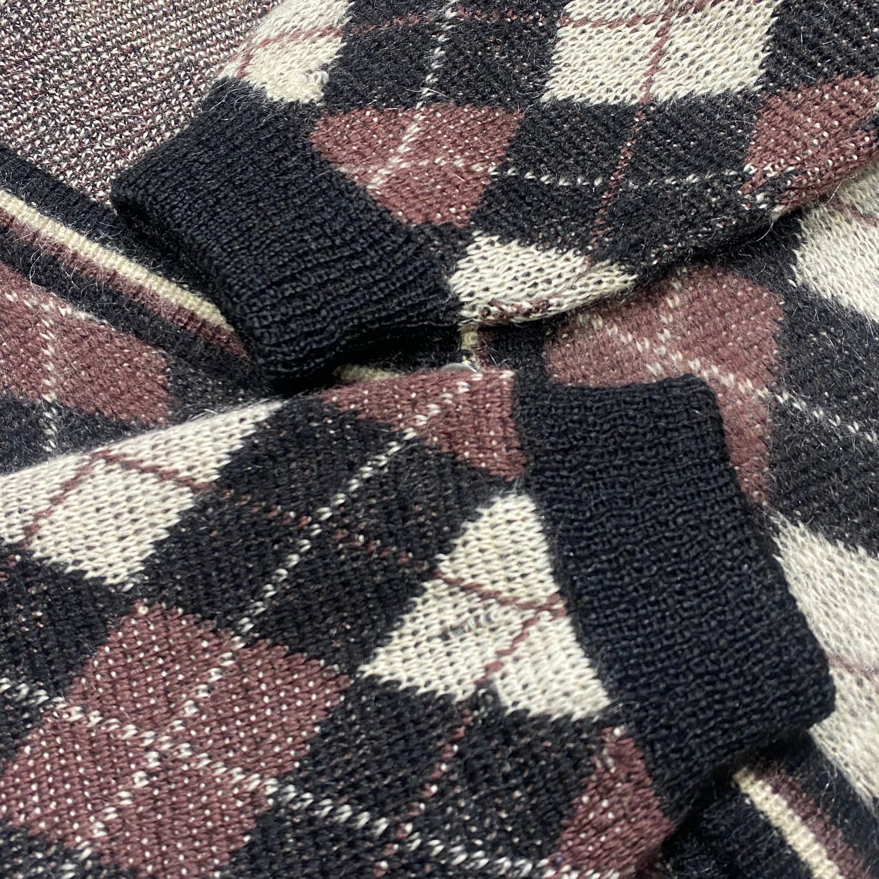 60s Lamb Knit Mohair Cardigan Argyle 60年代 モヘアカーディガン