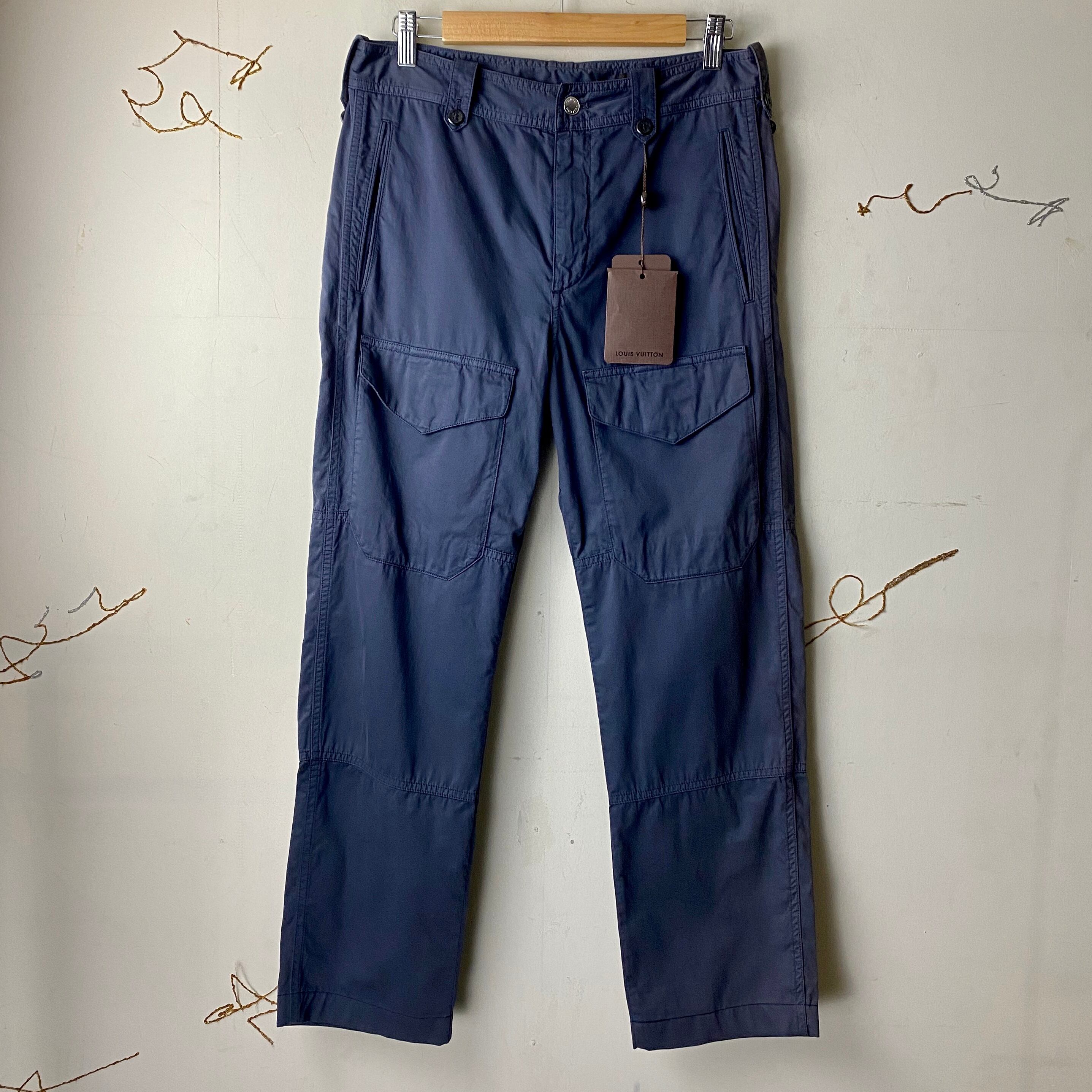 LOUIS VUITTON blue gray color cotton cargo pants | NOIR ONLINE