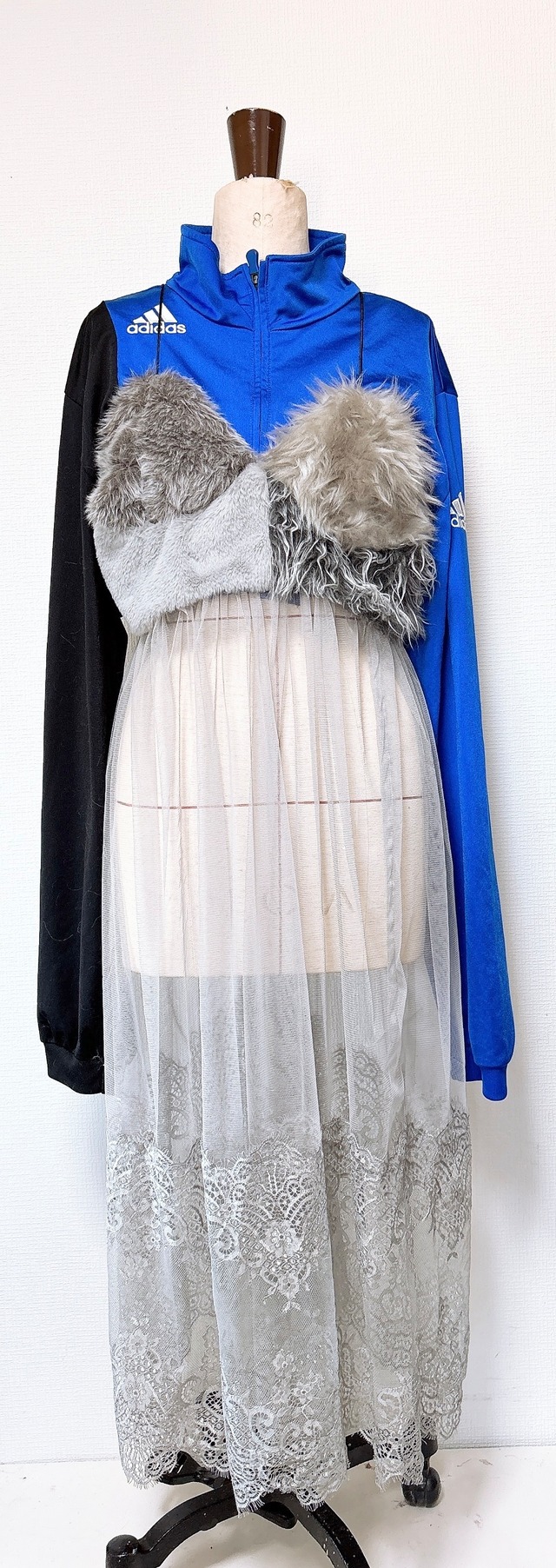 Fur bustier lingerie style グレーロング