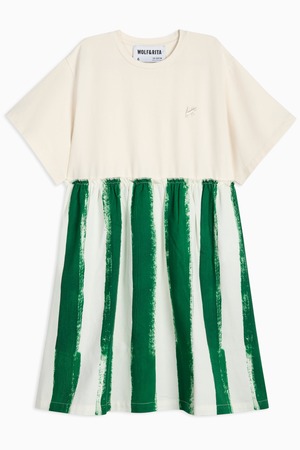 【26SS】WOLF&RITA(ウルフアンドリタ)BERTA PEARL(2y/4y/6y/8y/10y/12y)ワンピース ストライプ グリーン