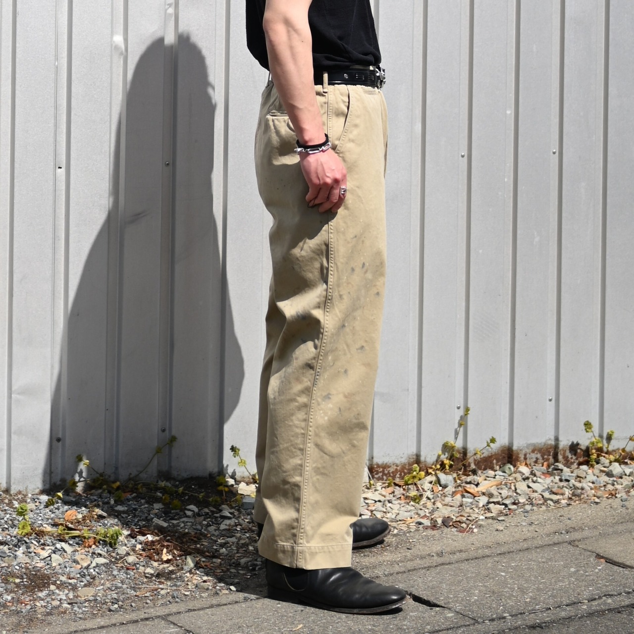 BOWBOW(バウワウ）レーヨンチェックシャツ,チノパンコーディネート