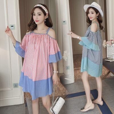 【新作】【送料無料】 マタニティウェア2019サマーカジュアル新しいルーズストラップレスマタニティドレスファッションストライププラスサイズマタニティドレス-アリババ 大きめサイズ 夏物 expec242836417958