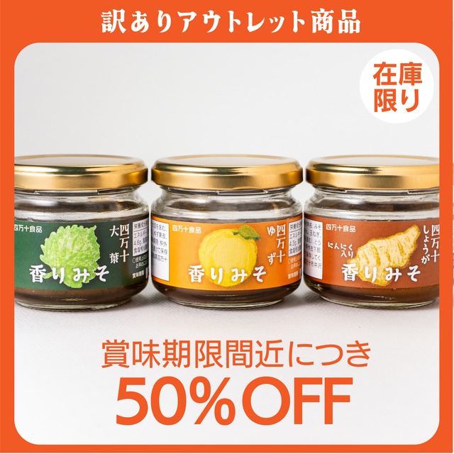 〈アウトレット〉半額50%OFF 四万十の香りみそ [賞味期限：2027年3月18日]