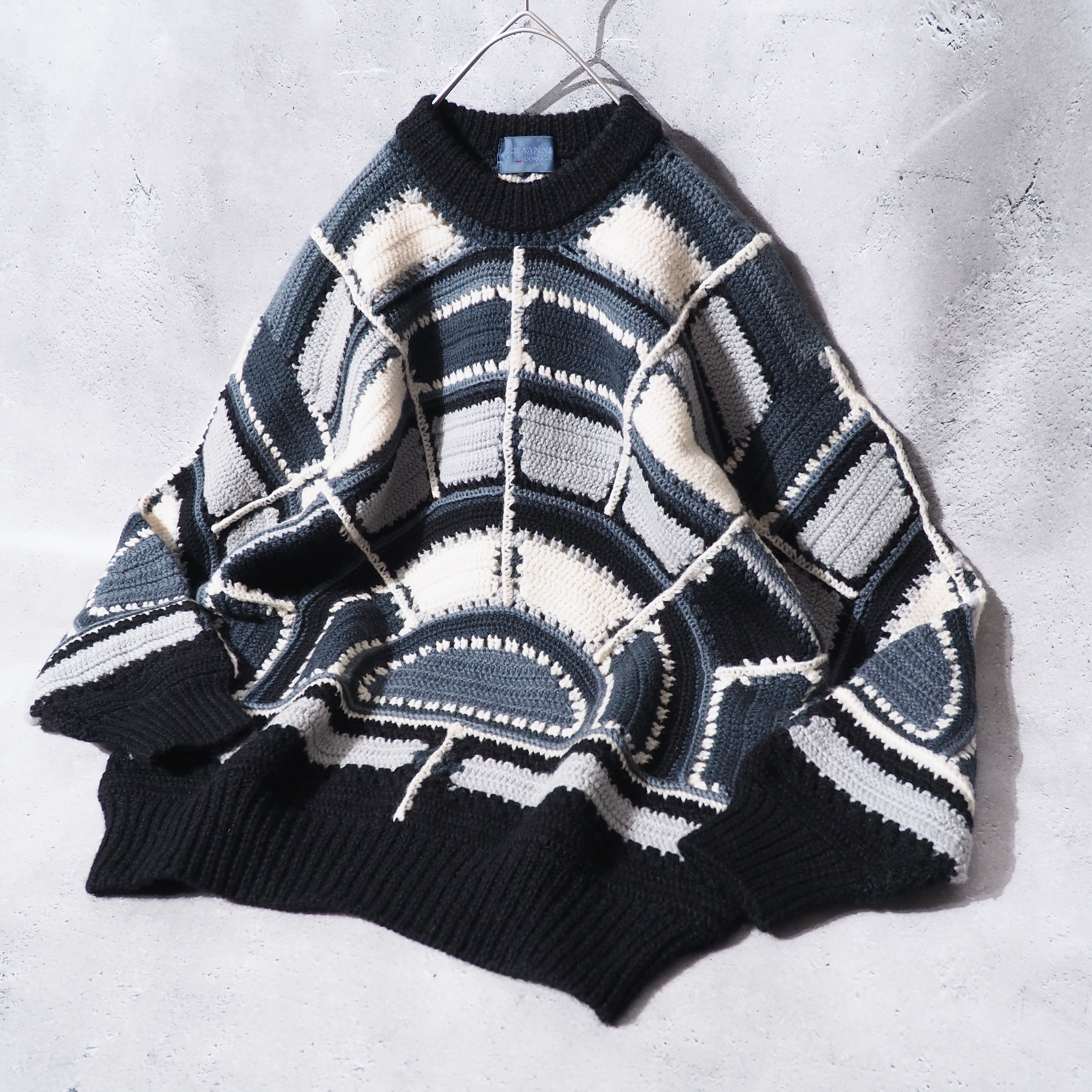1990s " GIOVANUOMO " Spider web pattern vintage loose hand knit
