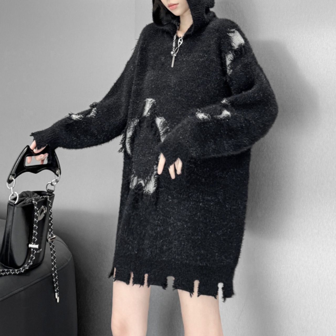 Floral print hooded sweater(ME047)