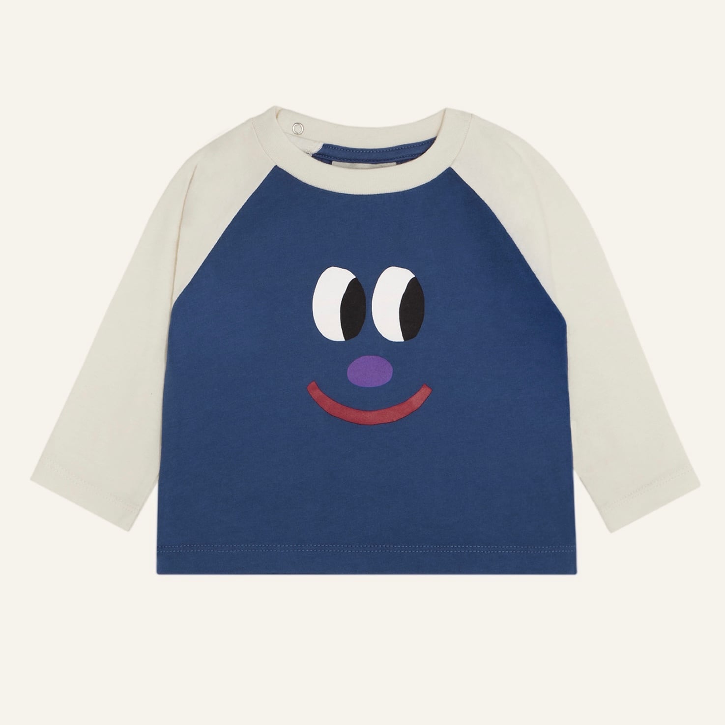 The Campamento Smiling Face Color Block Baby Tshirt【18-24M】Blue