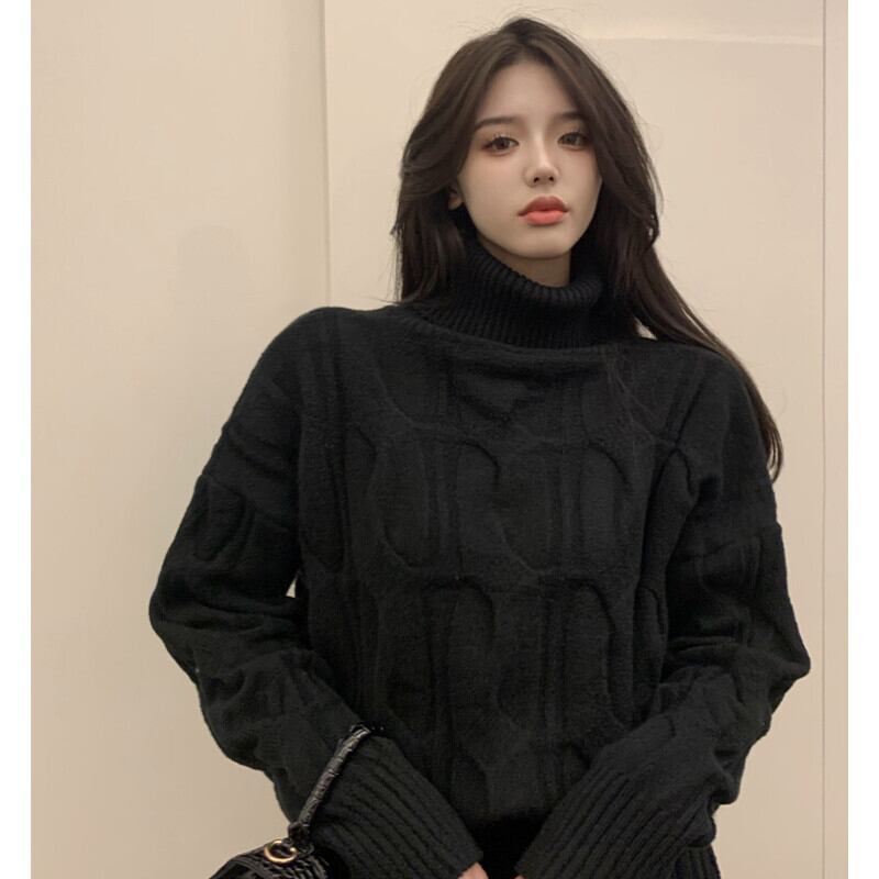 スタイルスタンダードオータムウィンタールーズセーター ハイウェストウェストブラックAラインスカート ロング レトロ 秋物 冬物 ガールズファッション27863266166