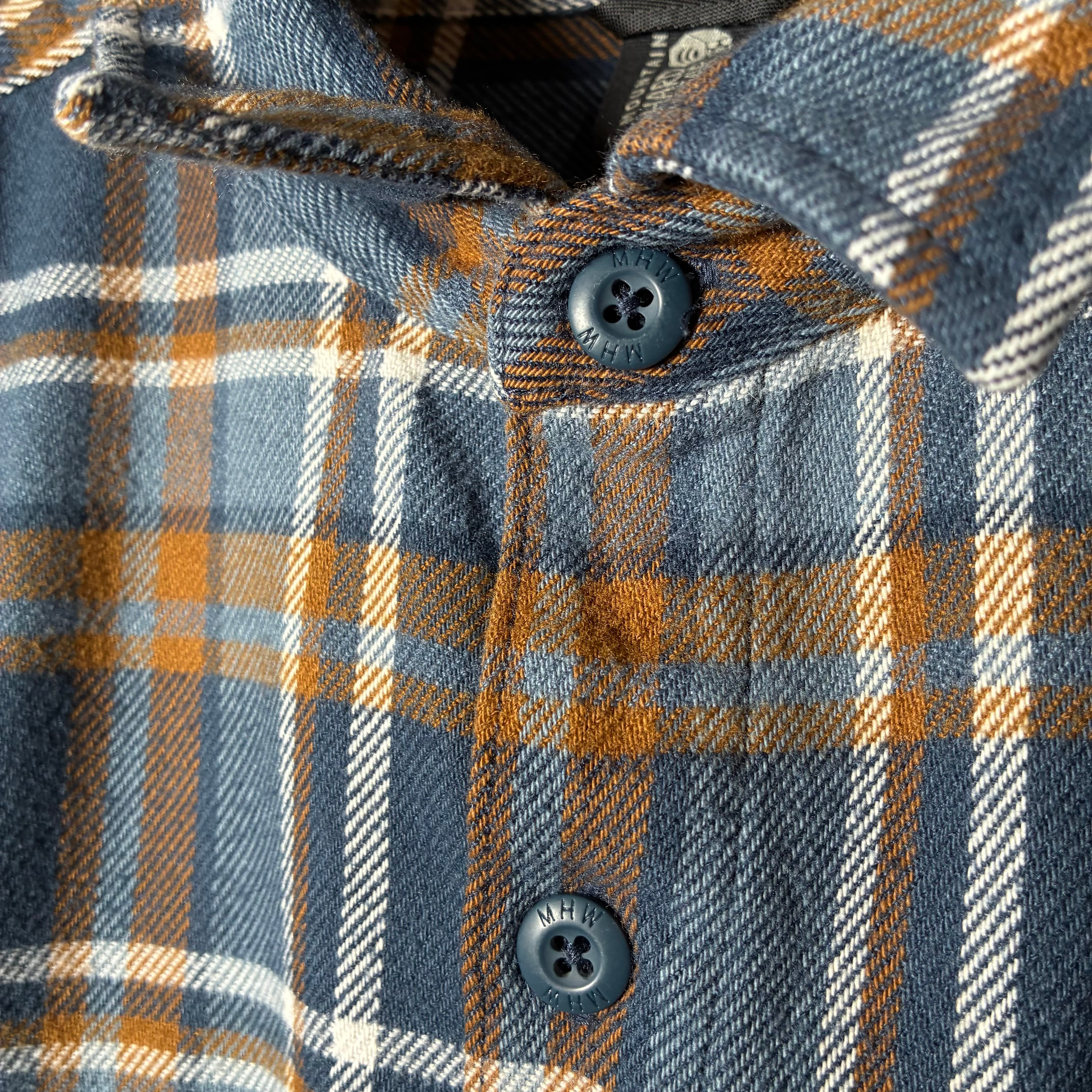 MOUNTAIN HARD WEAR チェックネルシャツ 長袖 ブルー×オレンジ L