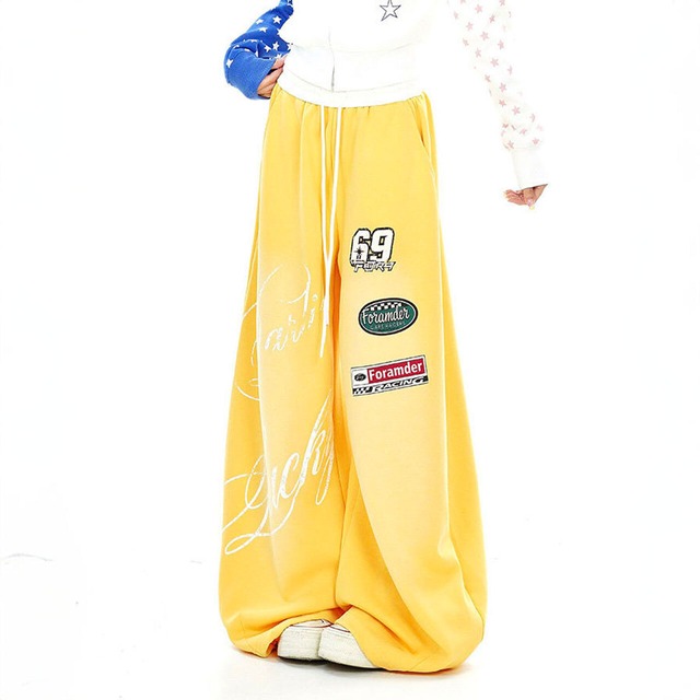 レーシングワッペンレタリングボリュームパンツ 2col   R02864